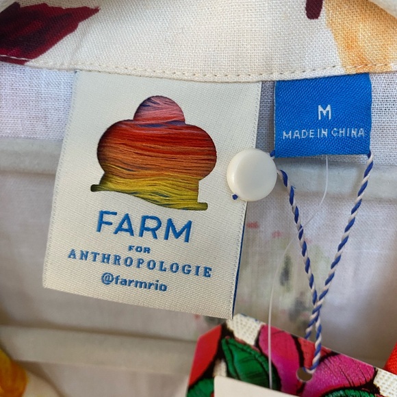 Farm Rio Anthropologie Floral scalloped hem button down shirt dress - Picture 6 of 10